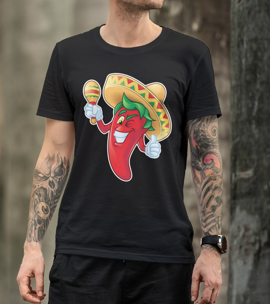 Funny Jalapeno Sombrero Maracas Cinco De Mayo T-Shirt