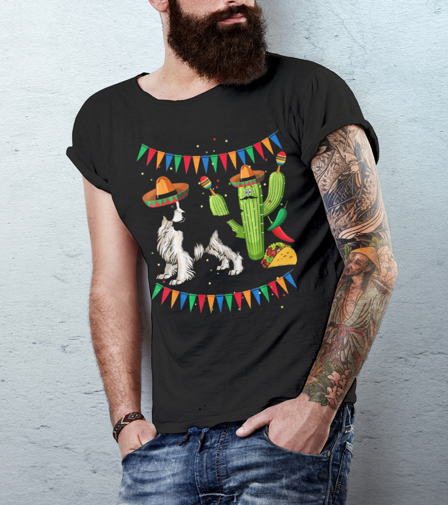 Sombrero English Springer Spaniel Dog With Cactus And Taco Fiesta T-Shirt