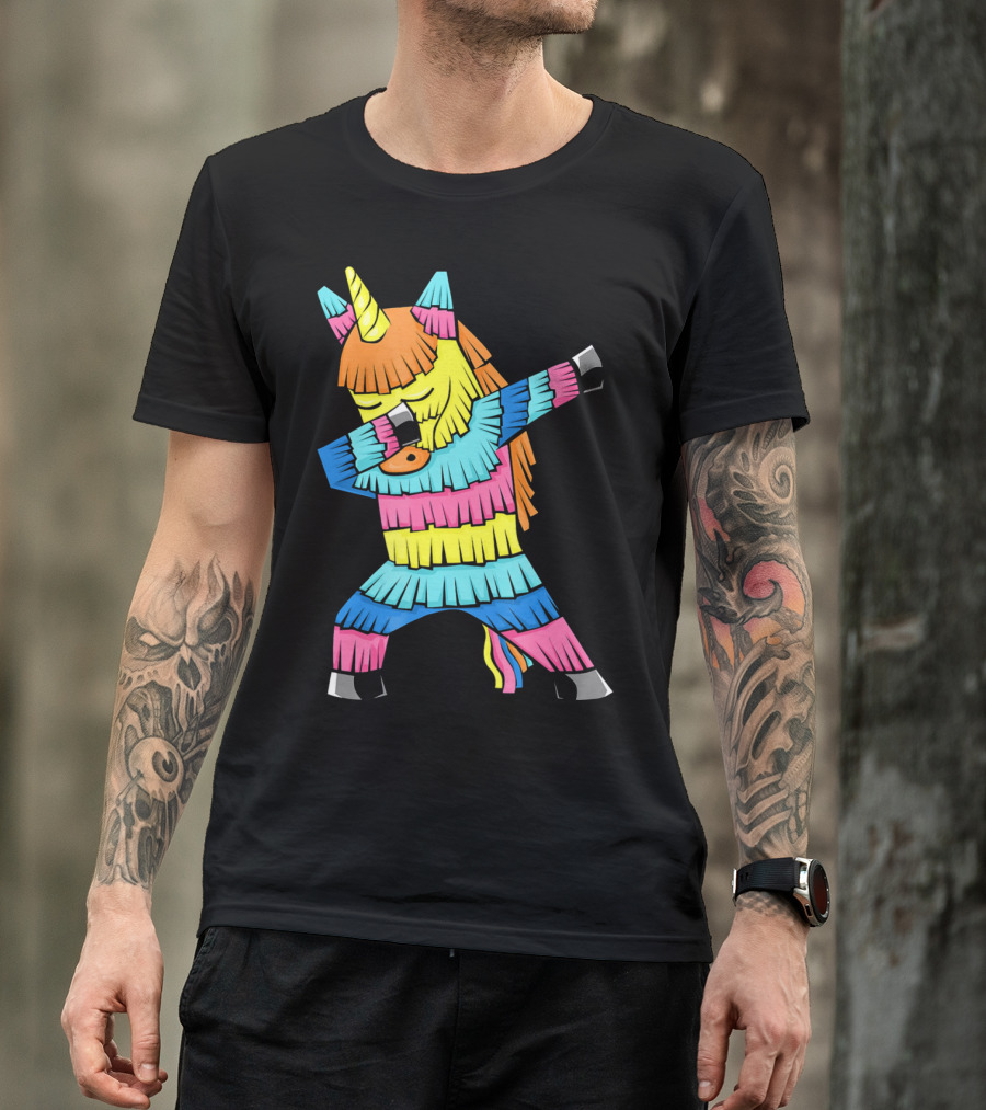 Cinco De Mayo Unicorn Dabbing Colorful Pinata Fun T-Shirt