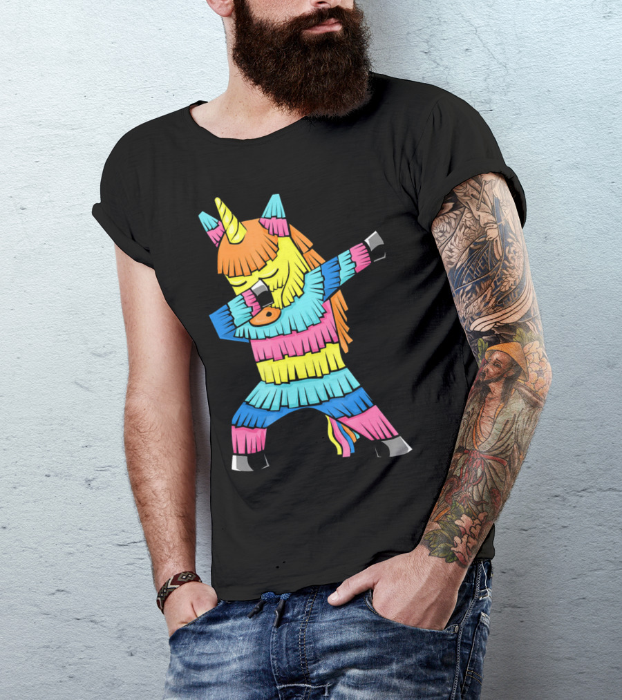 Cinco De Mayo Unicorn Dabbing Colorful Pinata Fun T-Shirt