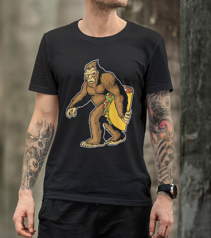 Bigfoot Holding Giant Taco T-Shirt
