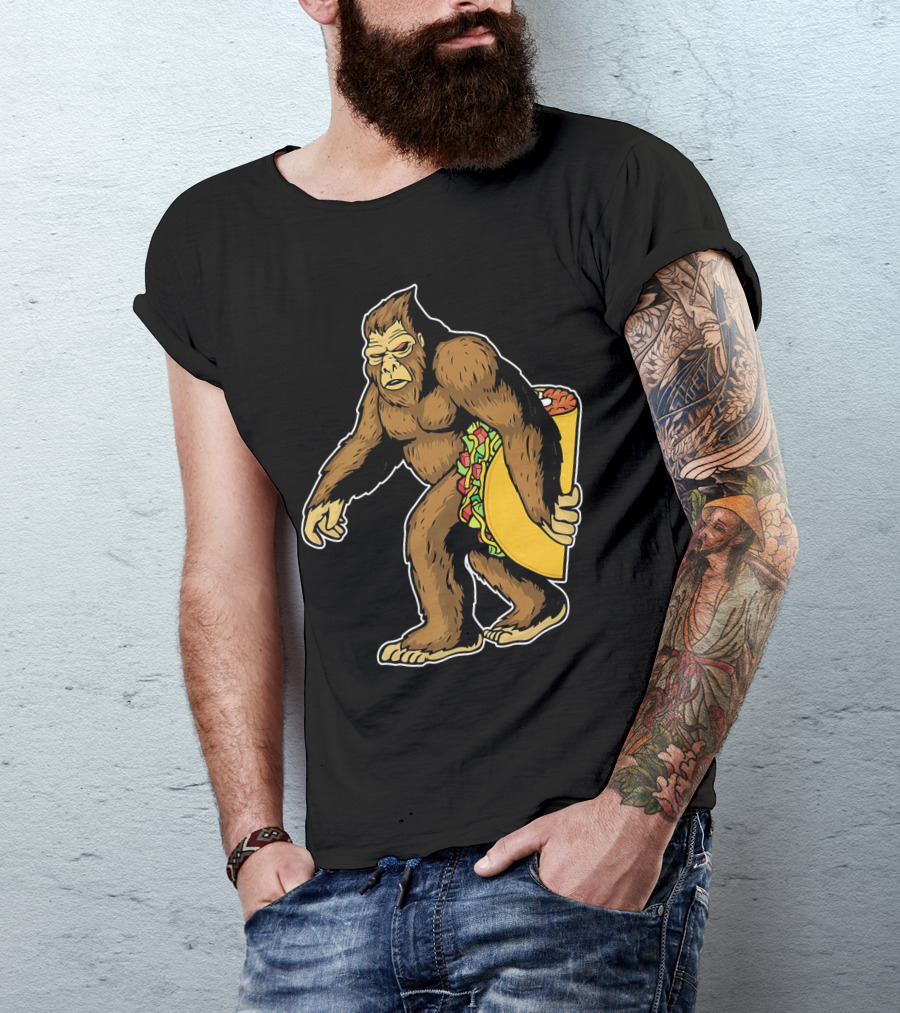 Bigfoot Holding Giant Taco T-Shirt