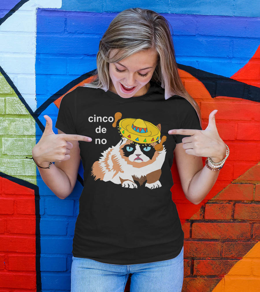 Cinco De No Angry Cat Sombrero Humor T-Shirt