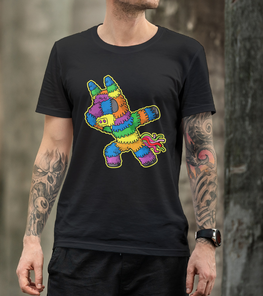 Dabbing Pinata Rainbow Colors Cinco De Mayo Kids Fun T-Shirt