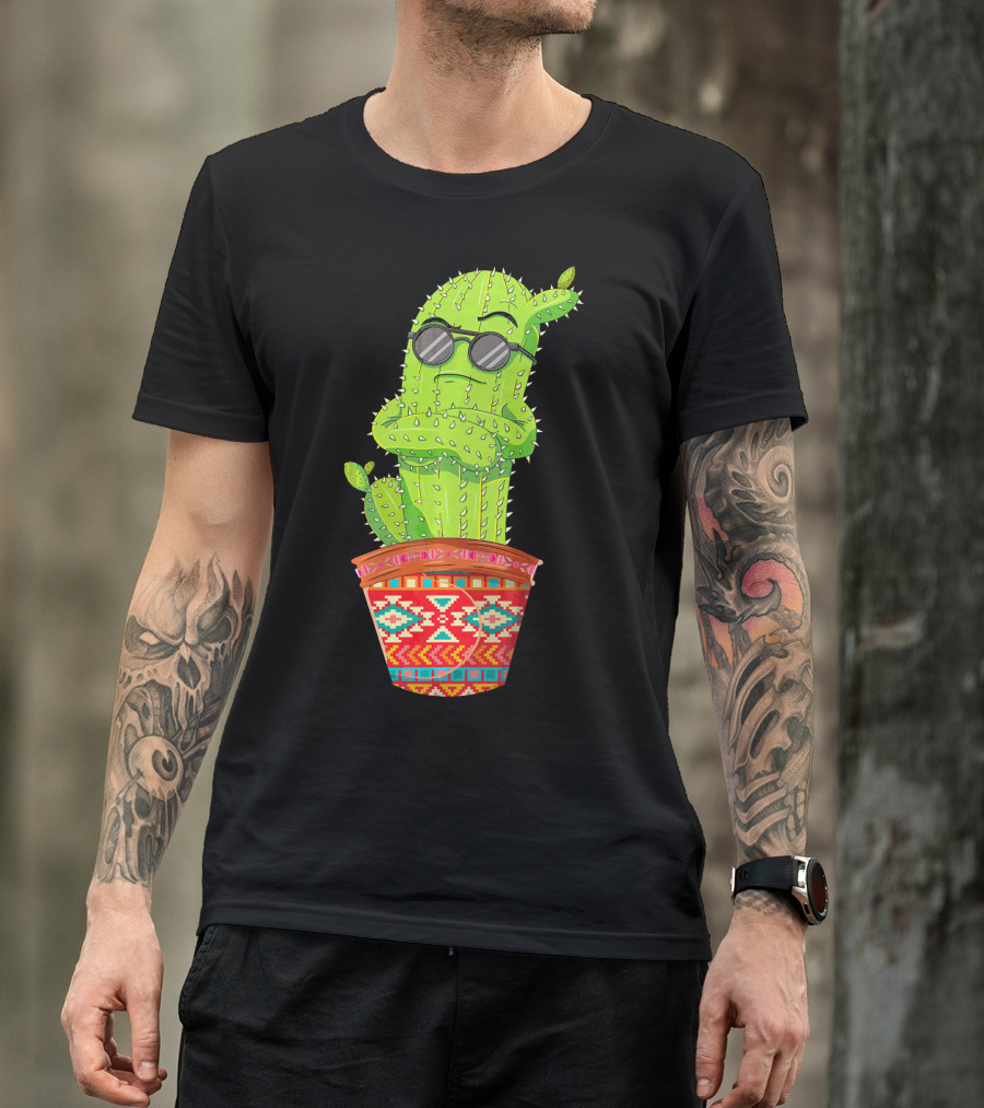 Cinco De Mayo Cool Cactus With Sunglasses In Mexican Pot T-Shirt