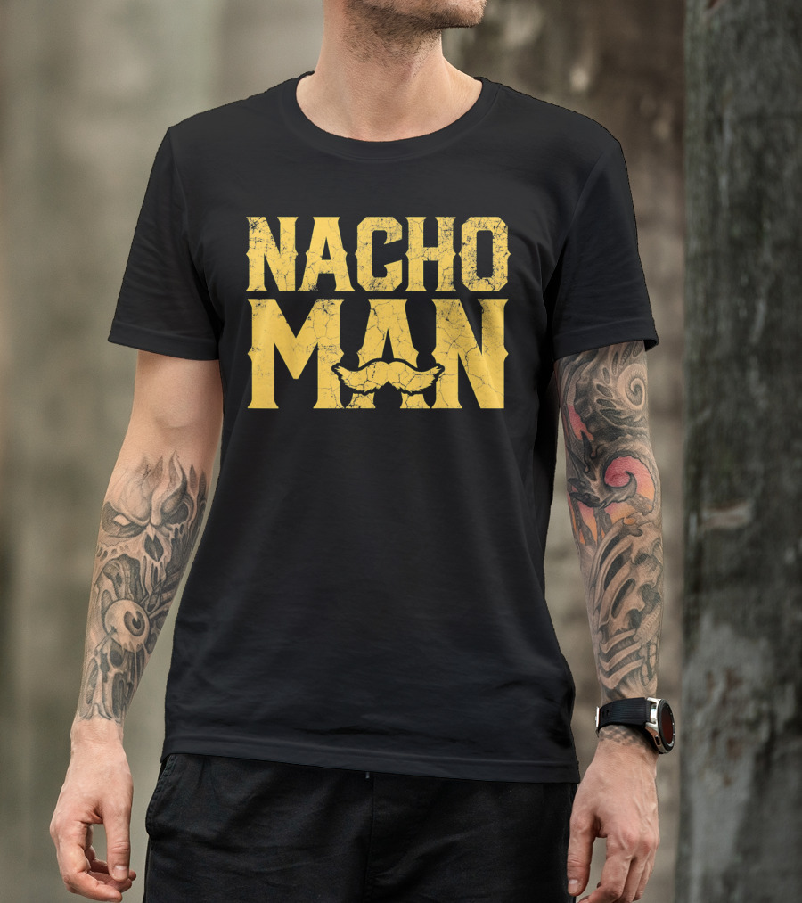 NACHO MAN Funny Cinco De Mayo Comic Style Mustache T-Shirt