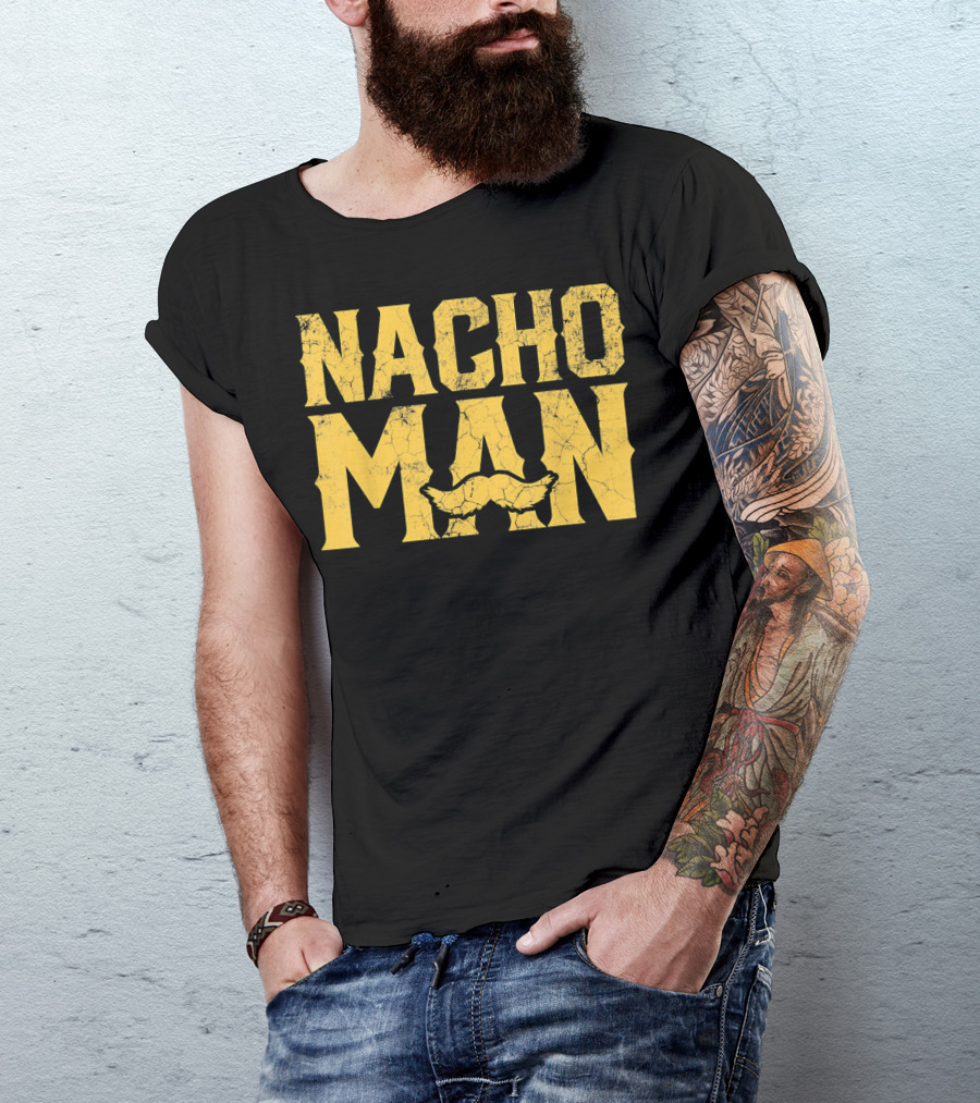NACHO MAN Funny Cinco De Mayo Comic Style Mustache T-Shirt