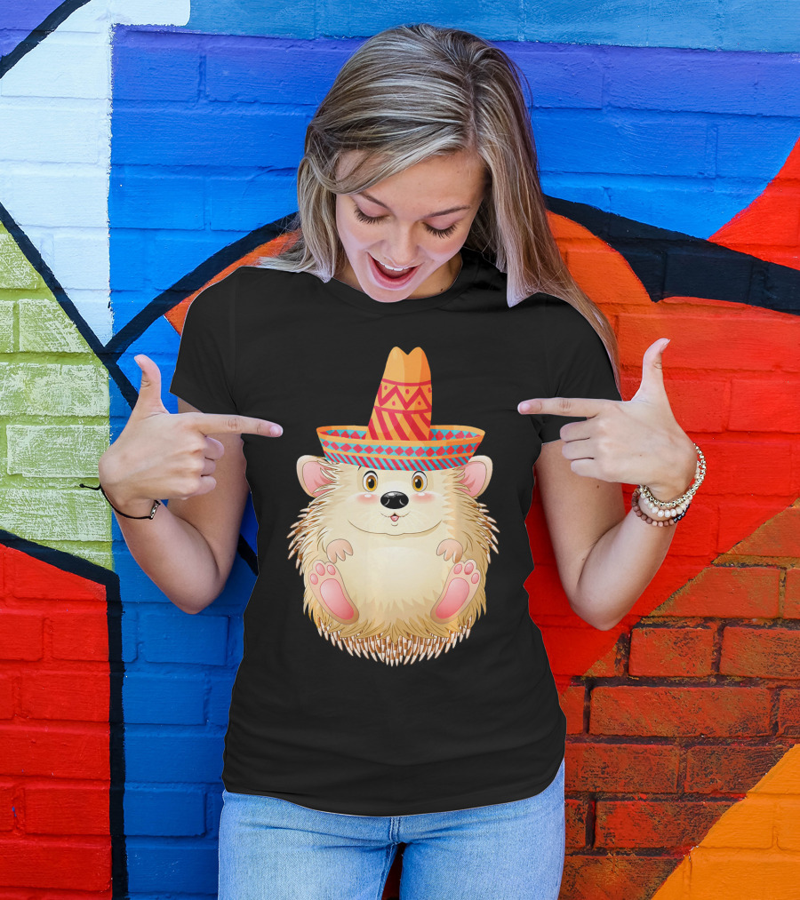 Sombrero Porcupine Mexican Fiesta Vibes T-Shirt