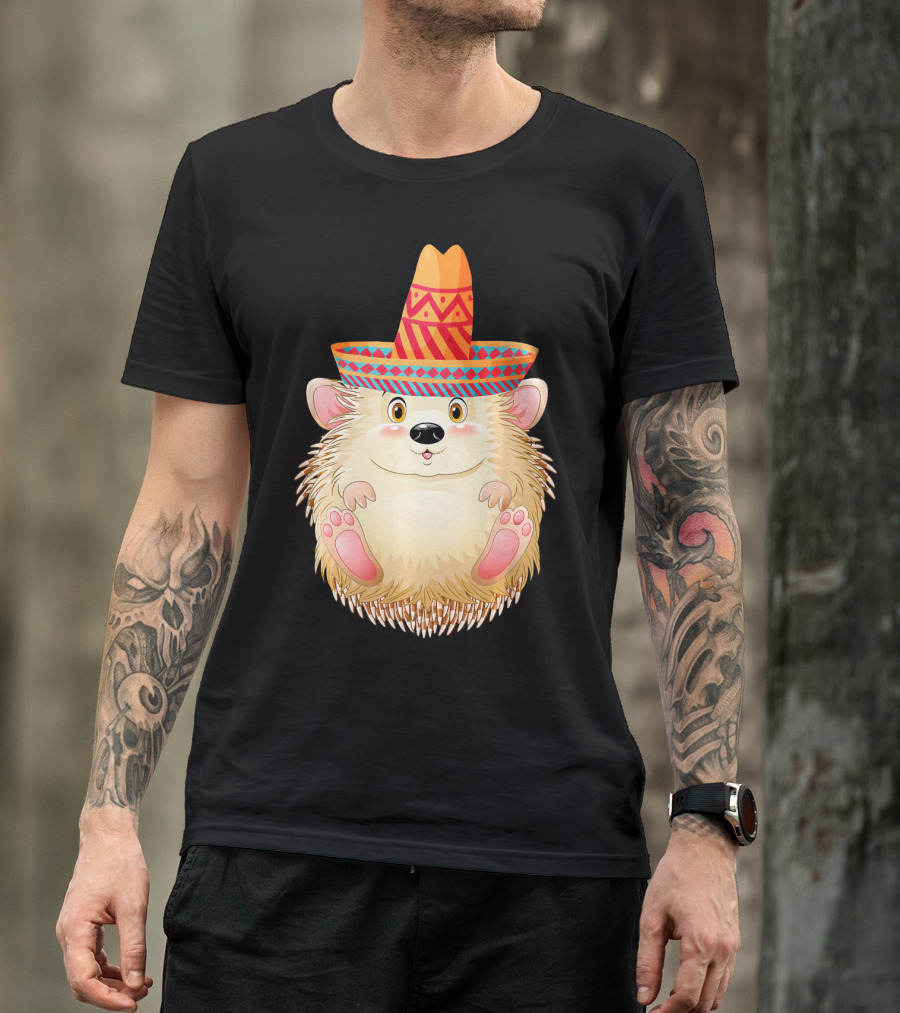 Sombrero Porcupine Mexican Fiesta Vibes T-Shirt