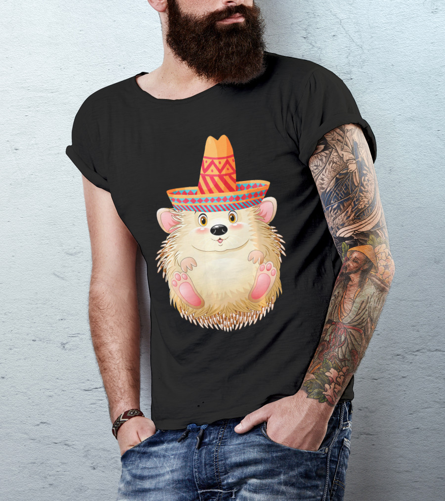 Sombrero Porcupine Mexican Fiesta Vibes T-Shirt