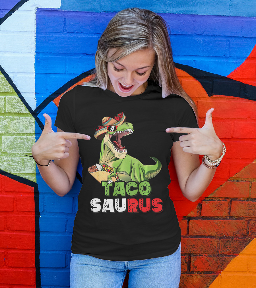Tacosaurus Mexican Rex Cinco De Mayo Dinosaur Fiesta T-Shirt