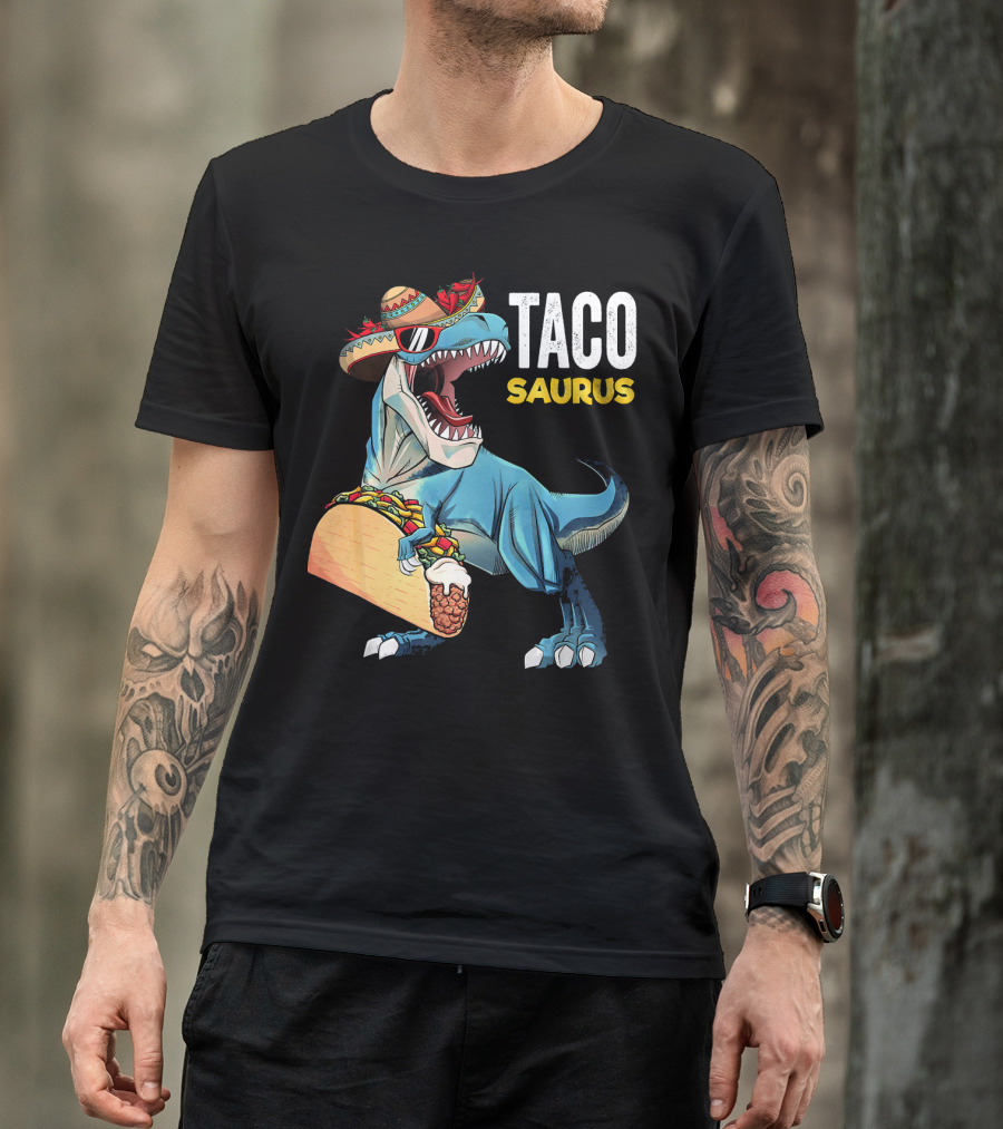 Taco Tuesday Cinco De Tacosaurus Dinosaur Sombrero T-Shirt
