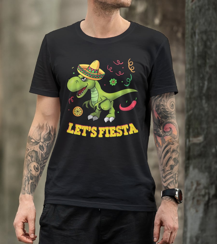 Let's Fiesta T Rex Cinco De Mayo Tyrannosaurus Sombrero T-Shirt