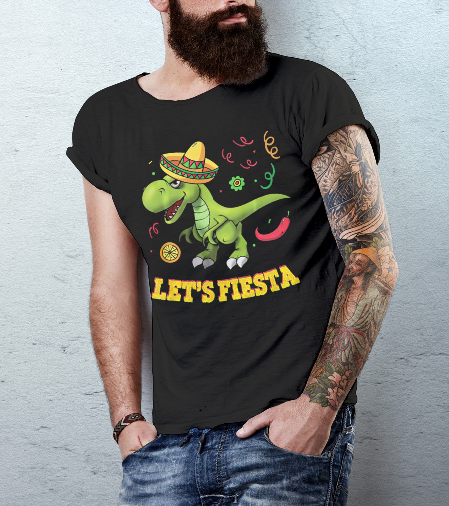 Let's Fiesta T Rex Cinco De Mayo Tyrannosaurus Sombrero T-Shirt
