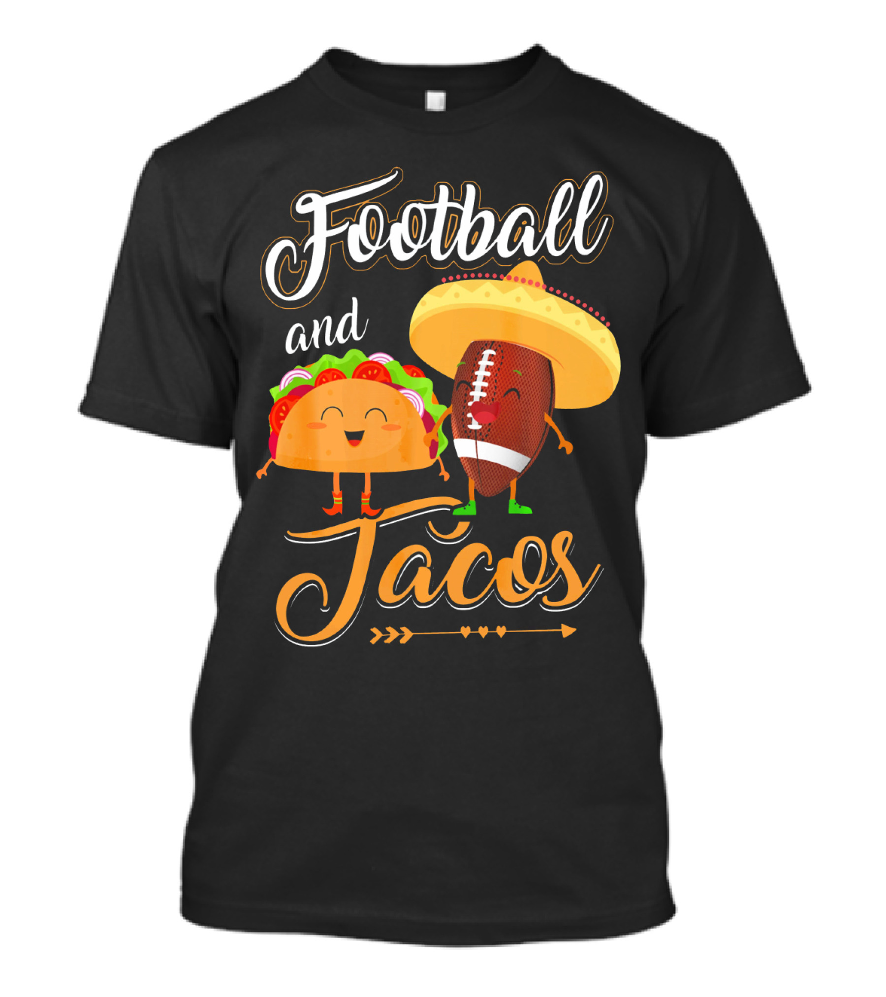 Football And Tacos Cute Cartoon Characters T-Shirt