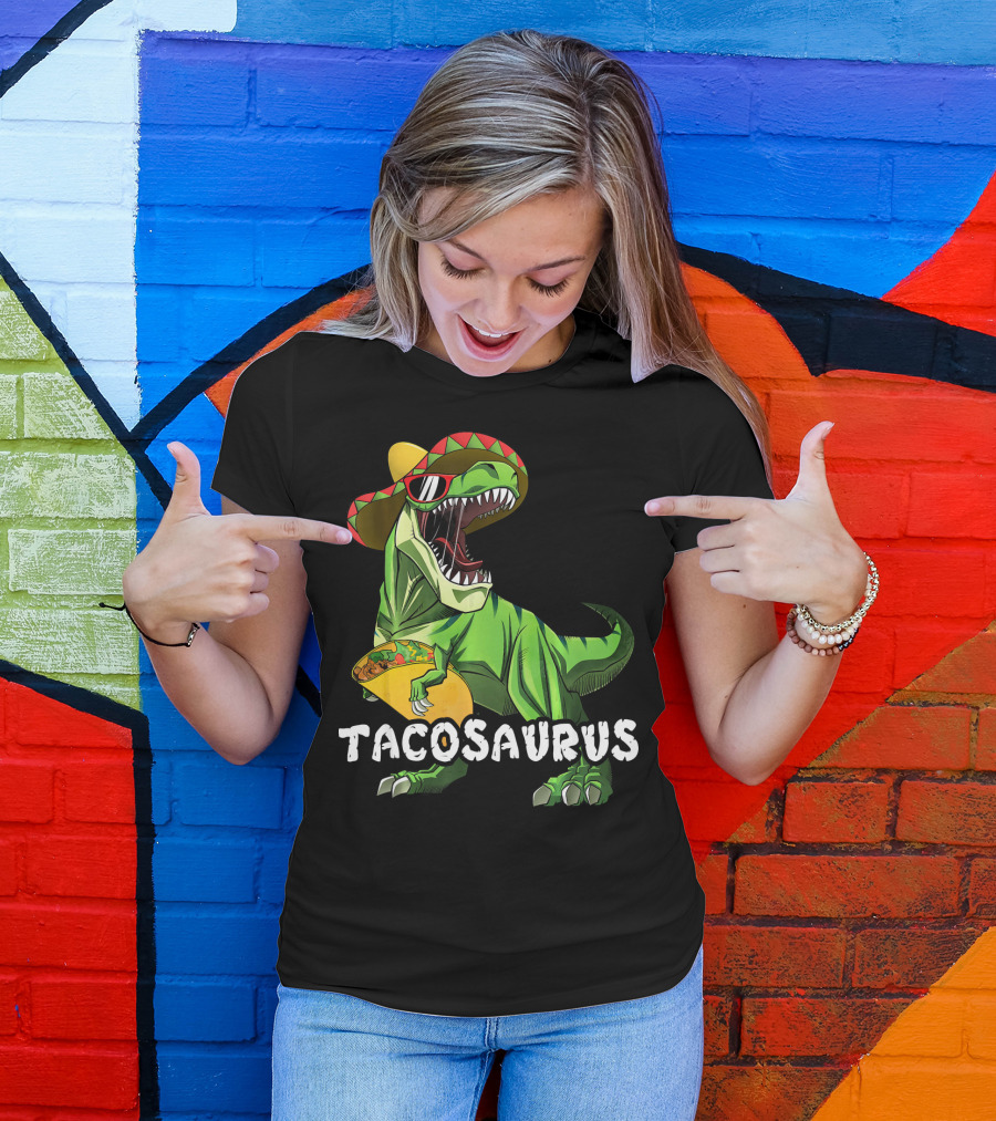 Tacosaurus Cinco De Mayo Rex Tac Dinosaur Sombrero Taco T-Shirt