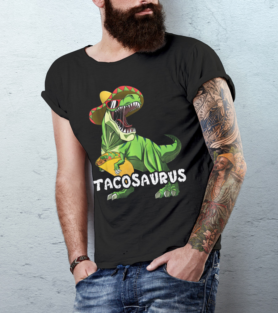 Tacosaurus Cinco De Mayo Rex Tac Dinosaur Sombrero Taco T-Shirt