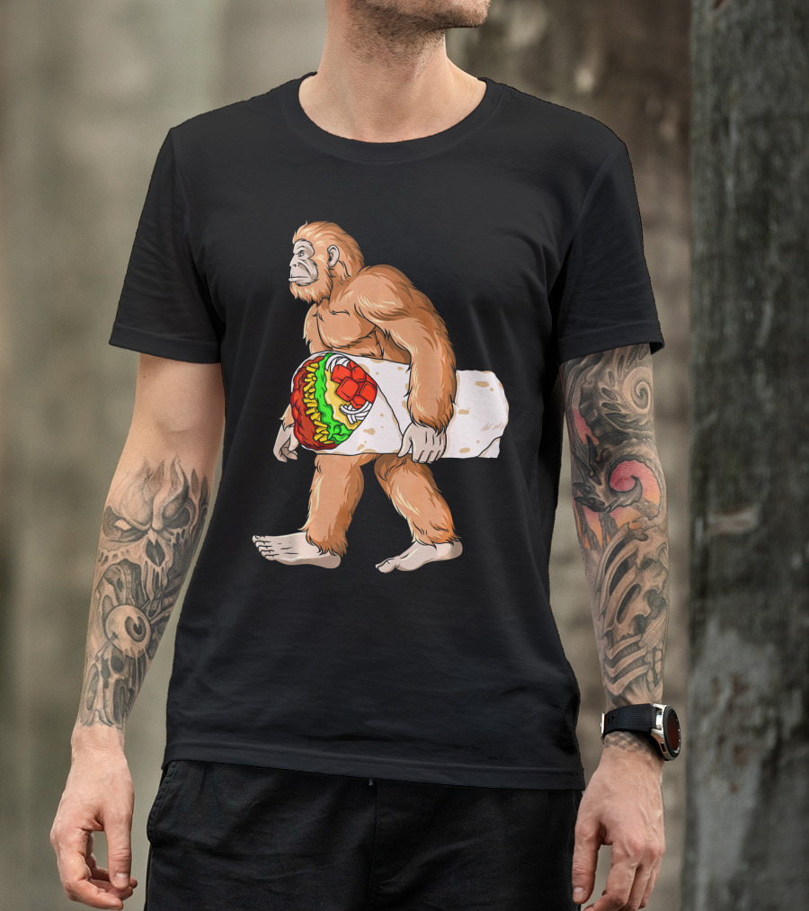 Bigfoot Carrying Burrito Sasquatch Cinco De Mayo T-Shirt