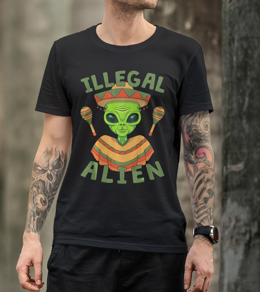 Illegal Alien In Sombrero With Maracas For Cinco De Mayo T-Shirt