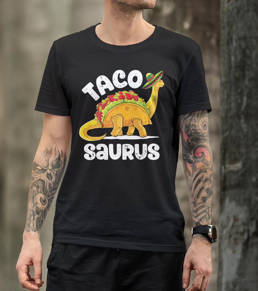 Tacosaurus Sombrero Cinco De Mayo Taco Dinosaur T-Shirt