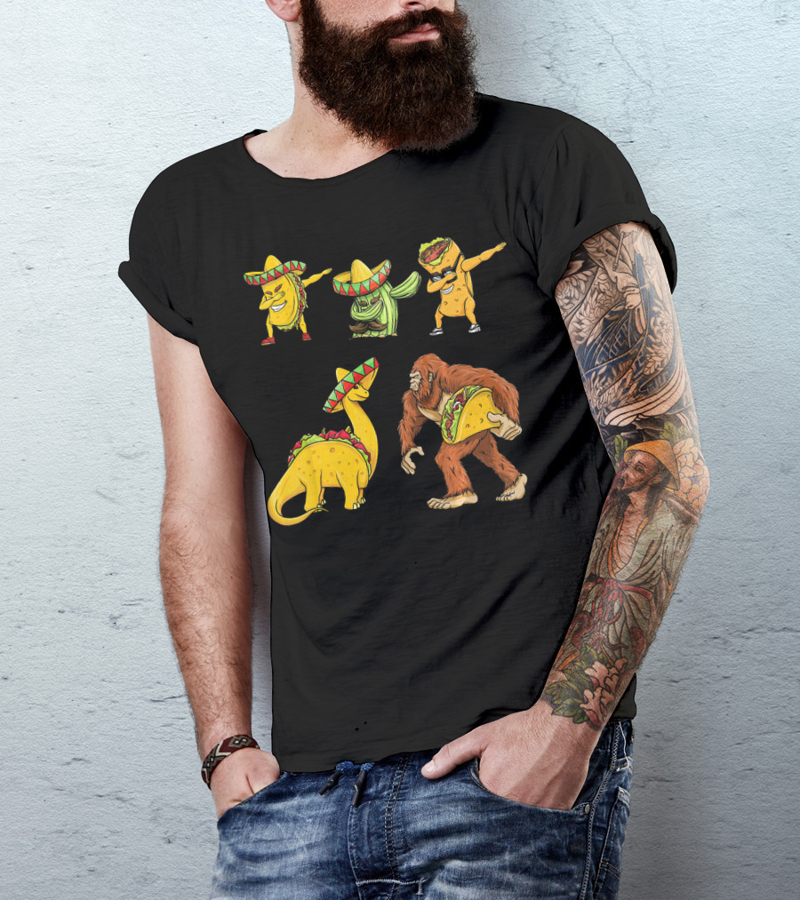 Cinco De Mayo Taco Cactus Burrito Dinosaur Sombrero Bigfoot T-Shirt