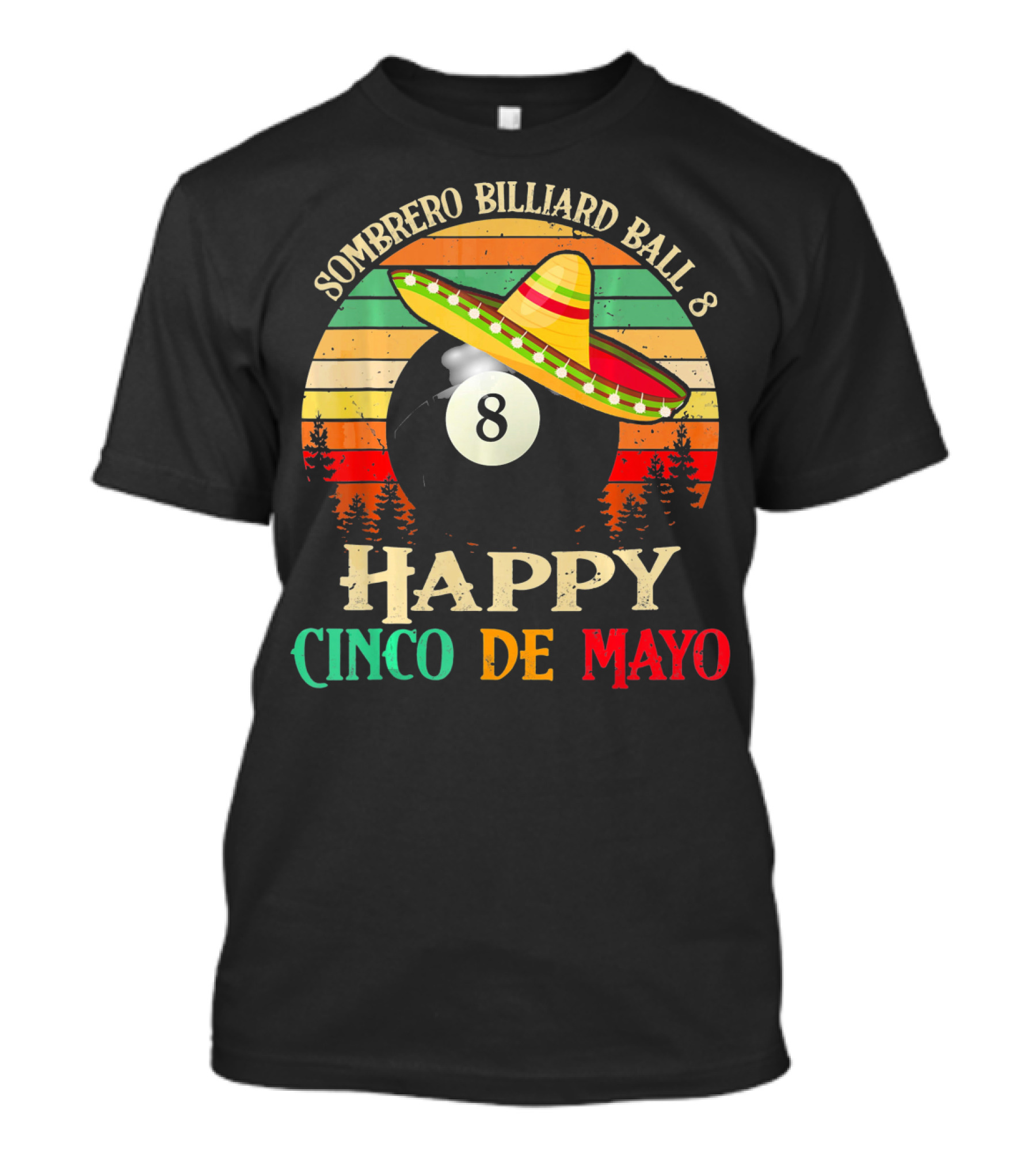 Sombrero Billiard Ball 8 Happy Cinco De Mayo T-Shirt