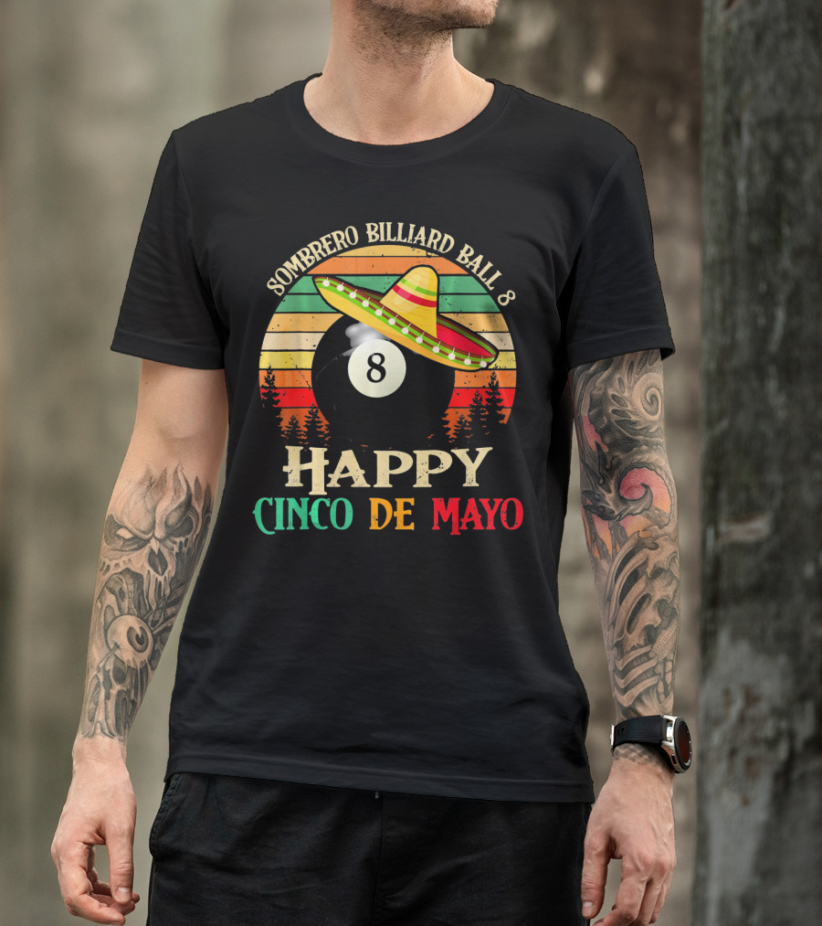 Sombrero Billiard Ball 8 Happy Cinco De Mayo T-Shirt