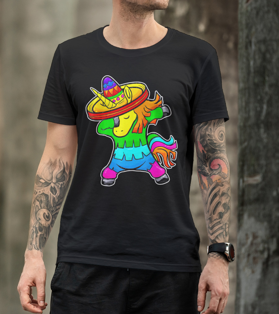 Cinco De Mayo Dabbing Unicorn Sombrero Fiesta T-Shirt