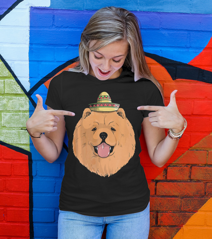 Chow Chow Dog Sombrero Fiesta Cinco De Mayo T-Shirt