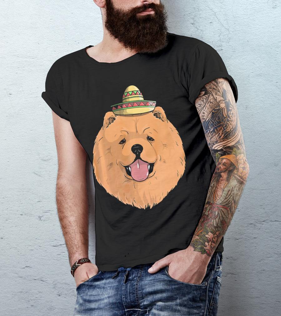 Chow Chow Dog Sombrero Fiesta Cinco De Mayo T-Shirt