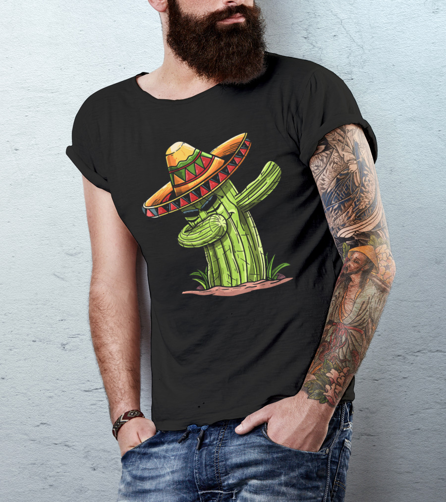 Dabbing Cactus Sombrero Funny Cinco De Mayo T-Shirt