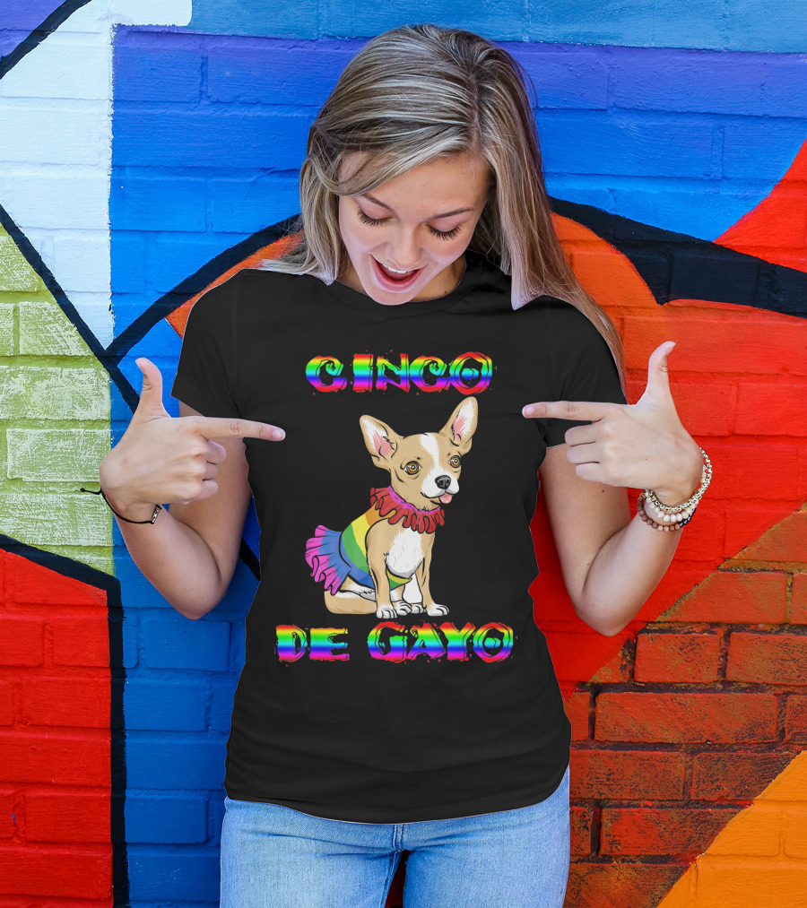 Cinco De Mayo Cinco De Gayo Rainbow Chihuahua T-Shirt