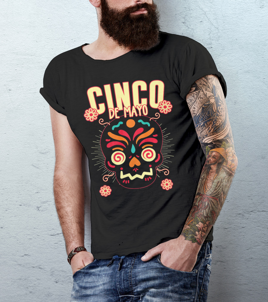 Cinco De Mayo Skull Design For Senor Senora And Sen T-Shirt