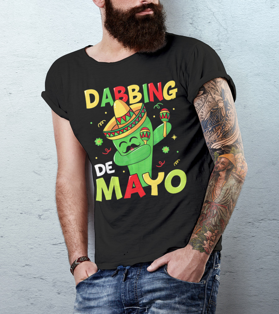 Dabbing Cactus Cinco De Mayo Sombrero Maracas T-Shirt