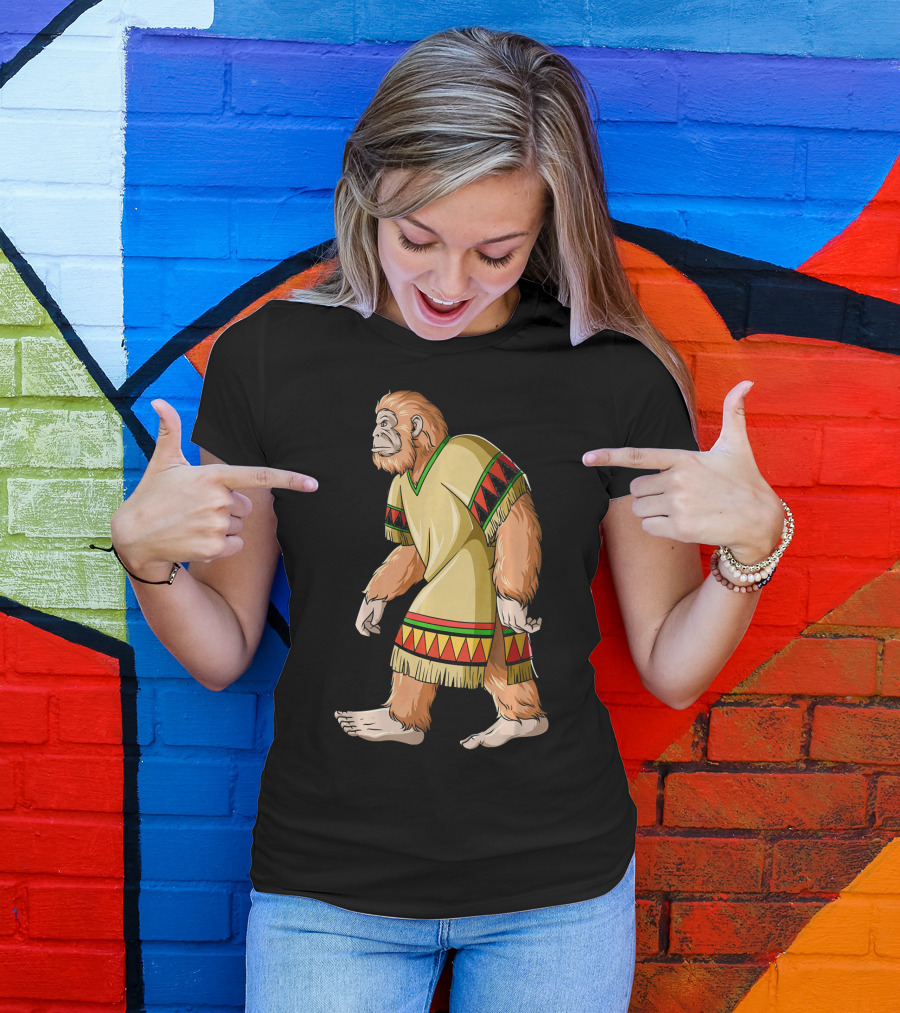 Bigfoot Sasquatch In Mexican Poncho Cultural Attire T-Shirt