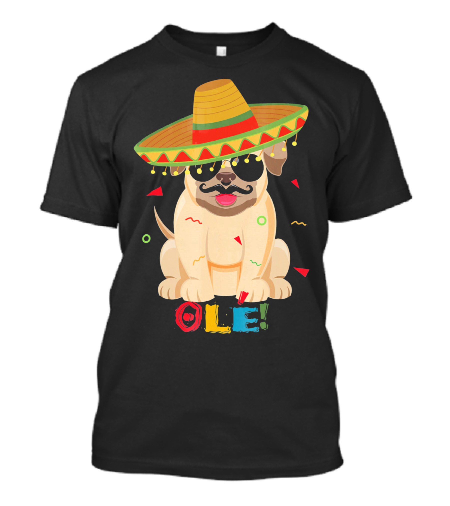Ole Pug Sombrero Cinco De Mayo Dog T-Shirt