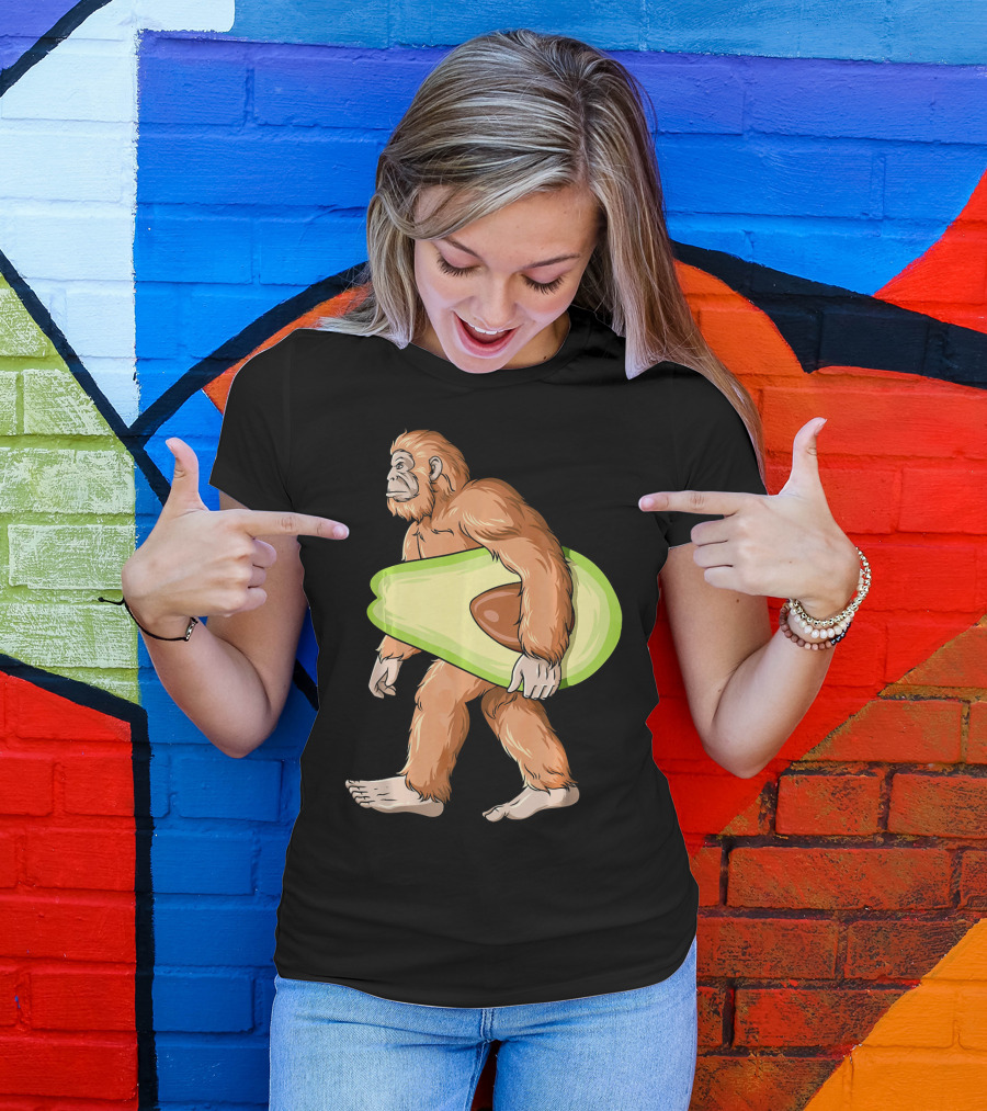 Bigfoot Carrying Avocado Sasquatch Cinco De Mayo Humor T-Shirt
