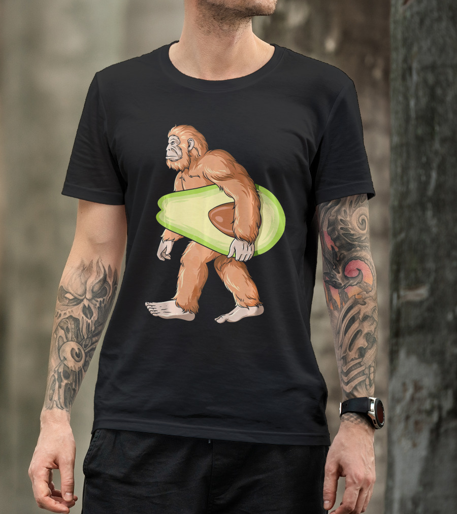 Bigfoot Carrying Avocado Sasquatch Cinco De Mayo Humor T-Shirt