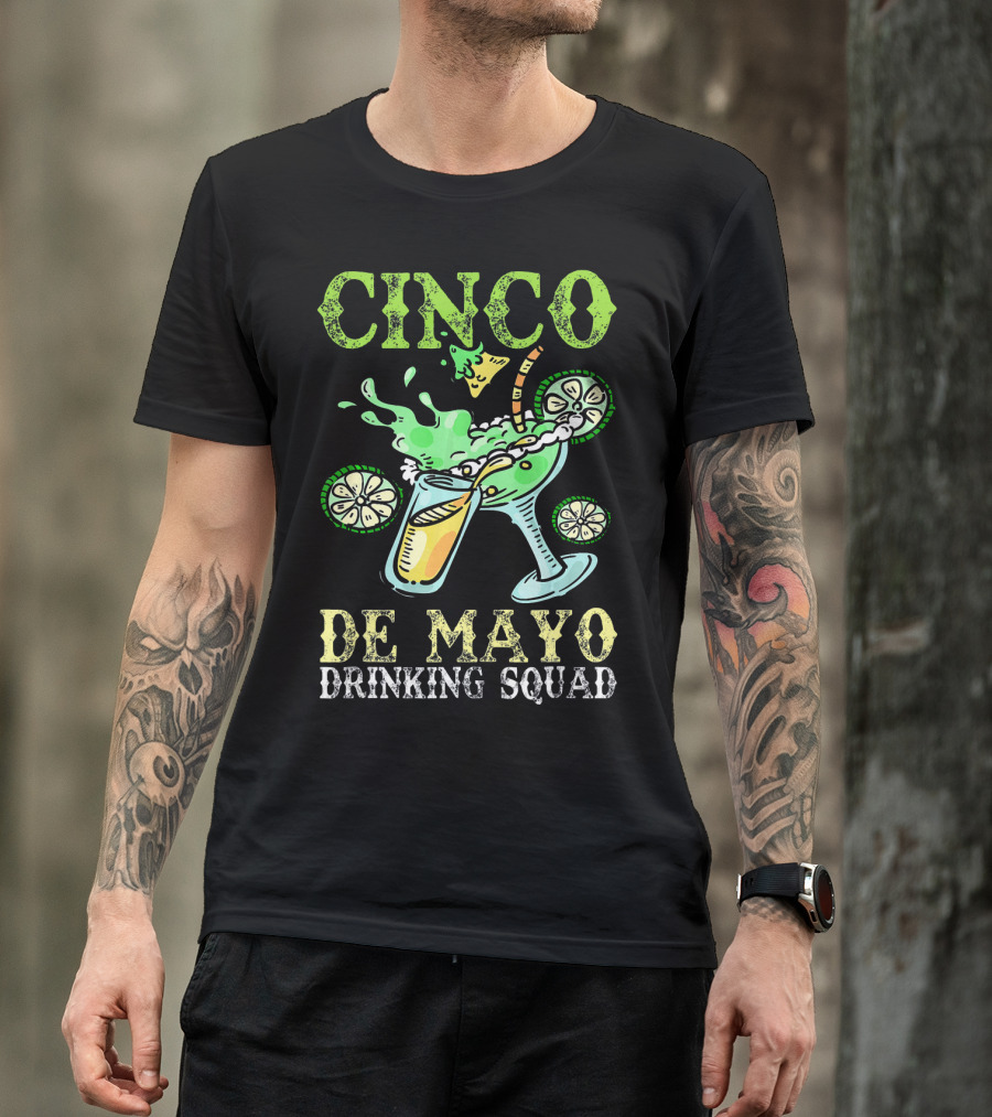Cinco De Mayo Drinking Squad Celebration With Margarita Elements T-Shirt
