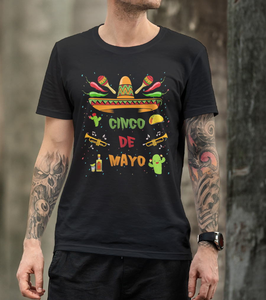 Cinco De Mayo Sombrero Maracas Taco Fiesta T-Shirt