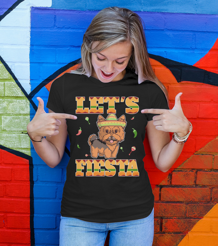 Let's Fiesta Yorkie Dog Cinco De Mayo T-Shirt