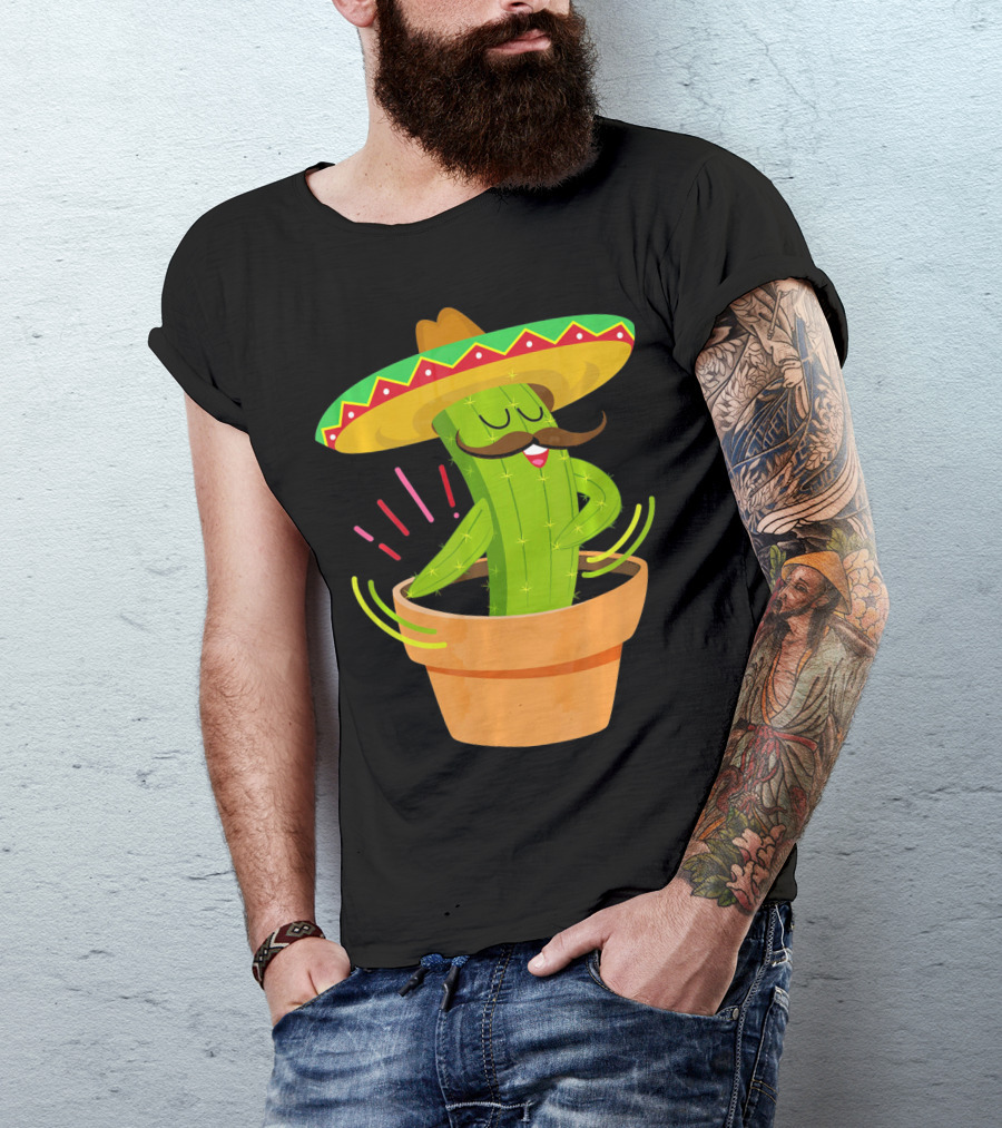 Flossing Cactus Sombrero Dance Cinco De Mayo T-Shirt