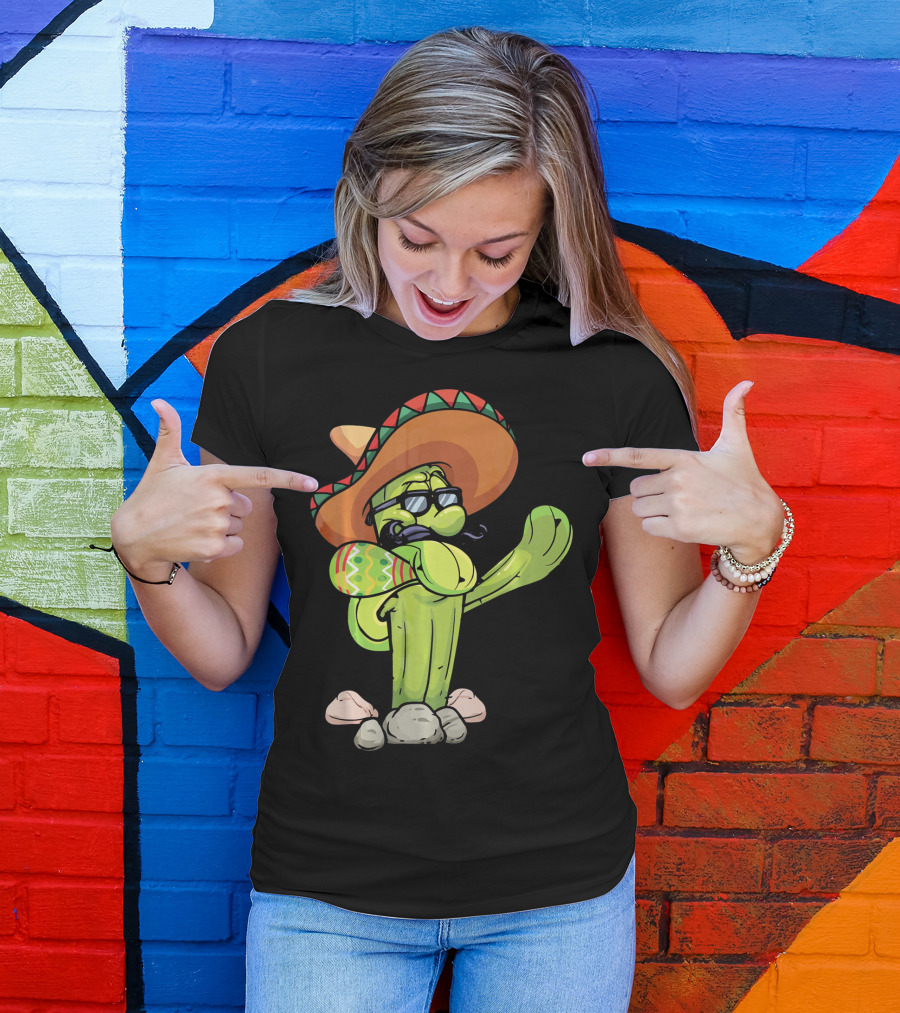 Sombrero Cactus Dabbing Dance Cinco De Mayo T-Shirt
