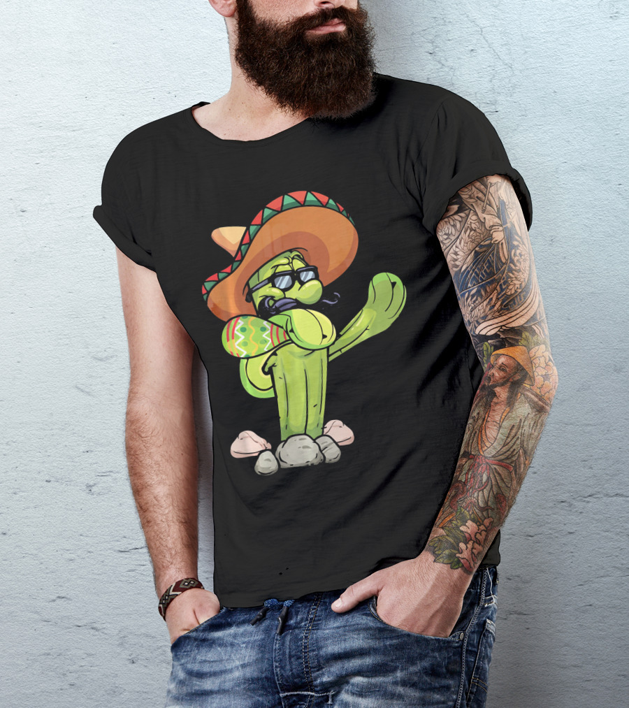 Sombrero Cactus Dabbing Dance Cinco De Mayo T-Shirt