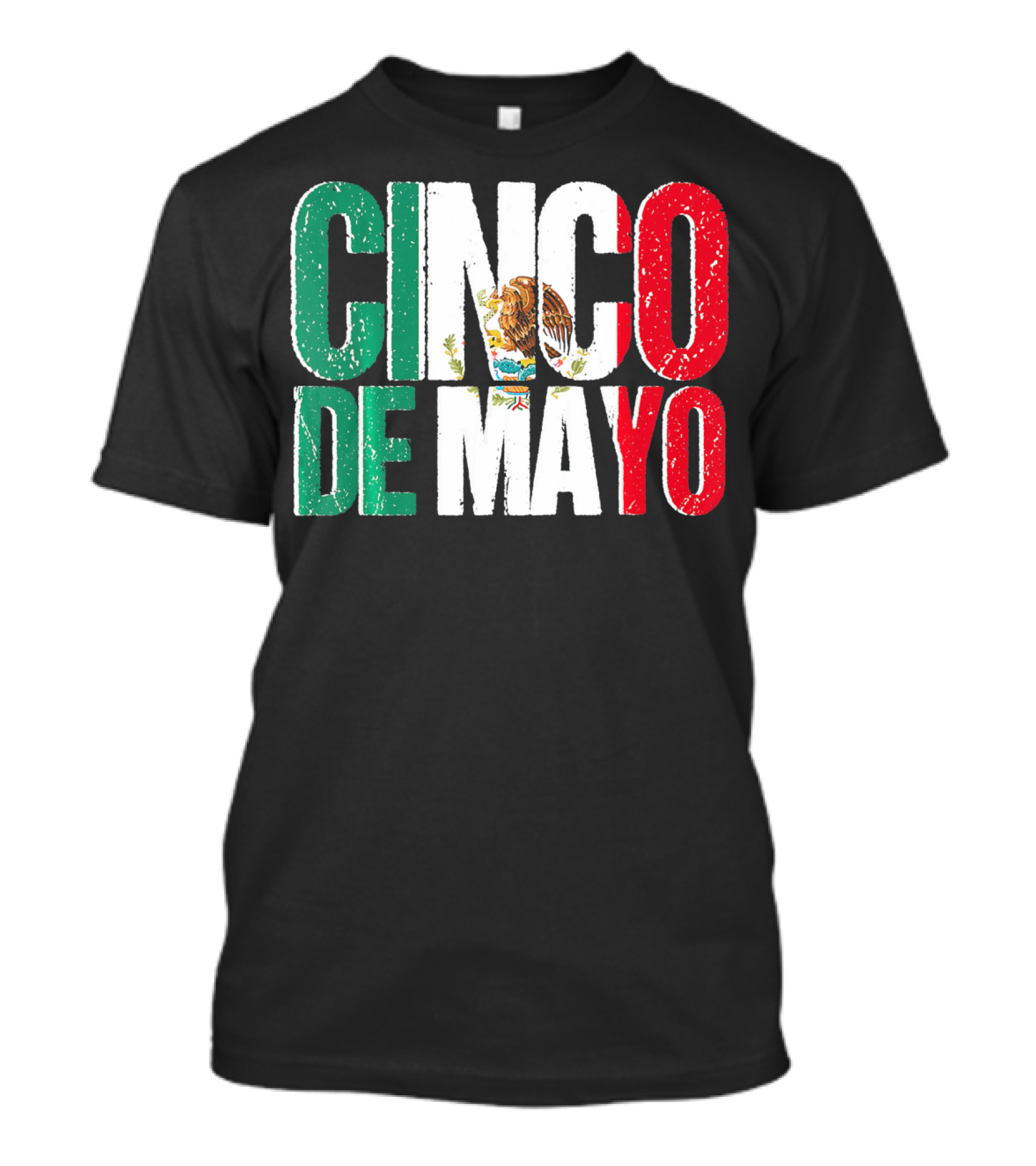 Cinco De Mayo Mexican Flag Colors With Eagle Emblem T-Shirt