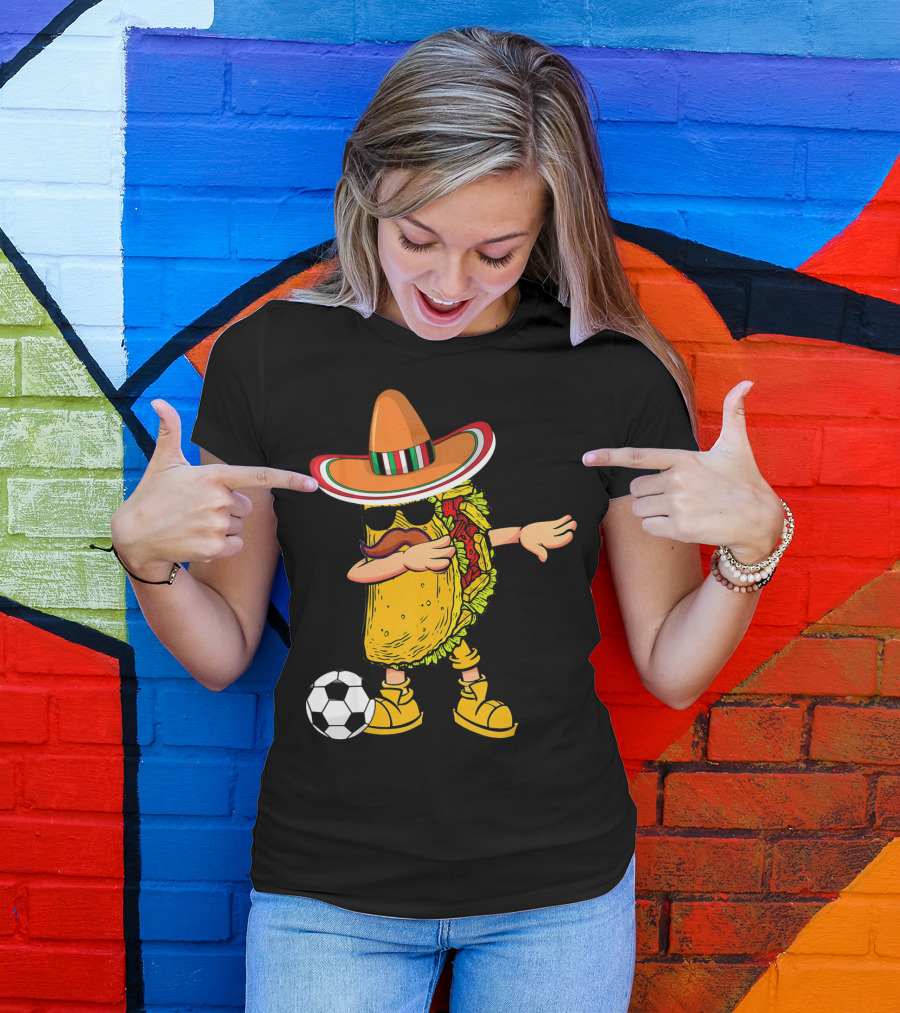 Dabbing Soccer Taco With Sombrero Cinco De Mayo Dab T-Shirt