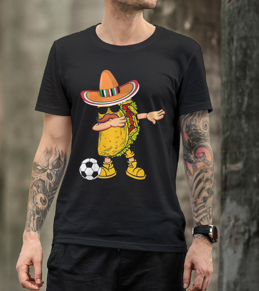 Dabbing Soccer Taco With Sombrero Cinco De Mayo Dab T-Shirt