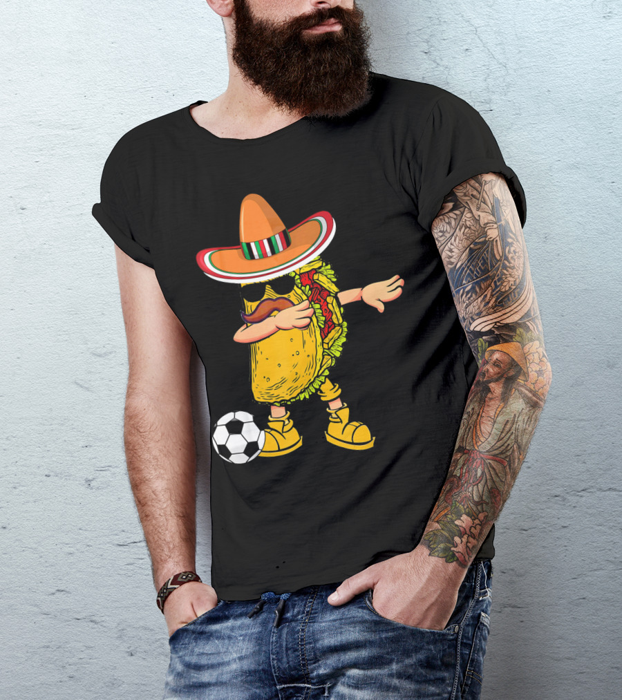 Dabbing Soccer Taco With Sombrero Cinco De Mayo Dab T-Shirt