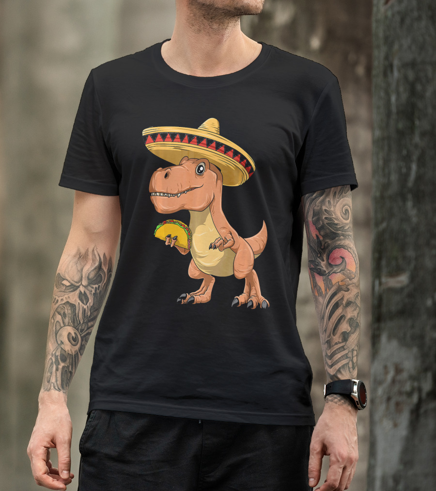 Dinosaur Taco Mexican Sombrero Dinosaur T-Shirt