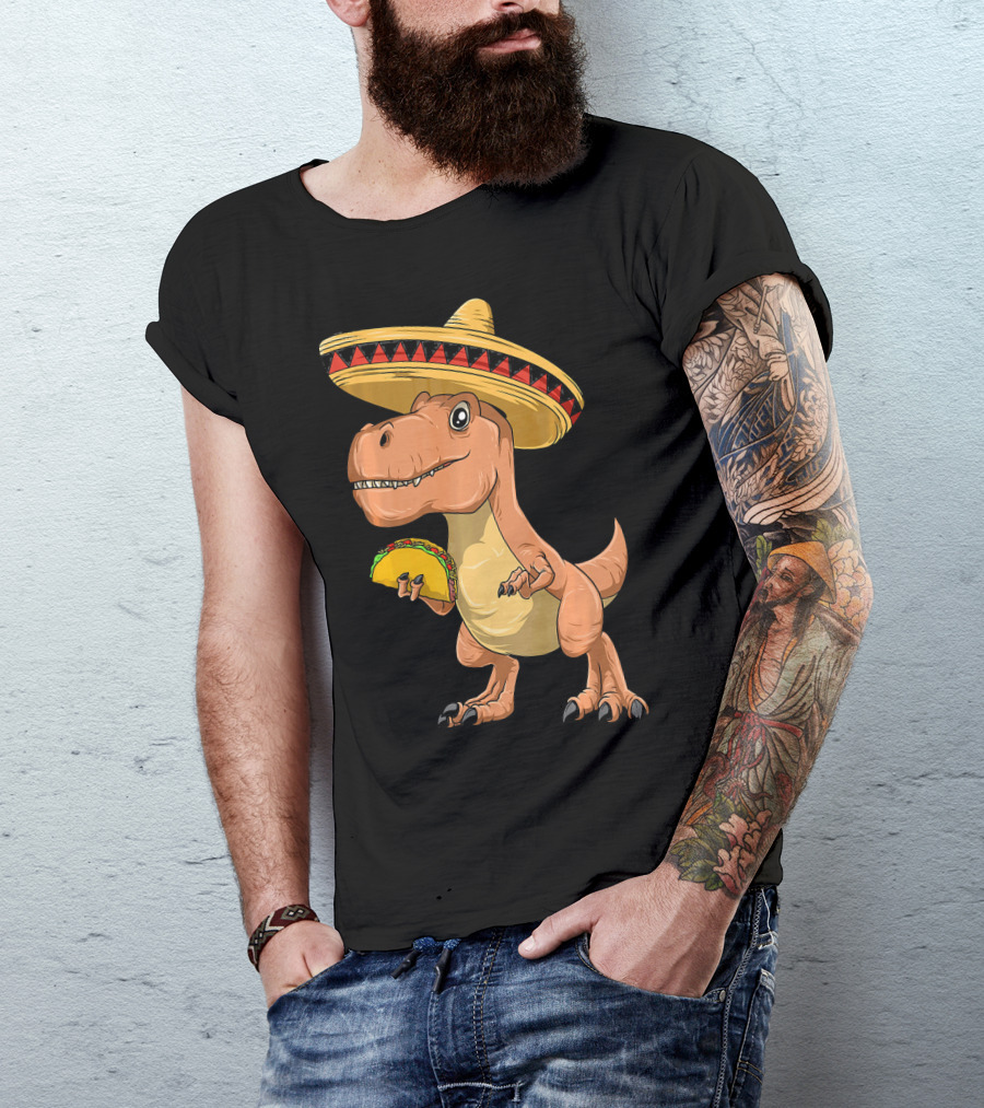 Dinosaur Taco Mexican Sombrero Dinosaur T-Shirt
